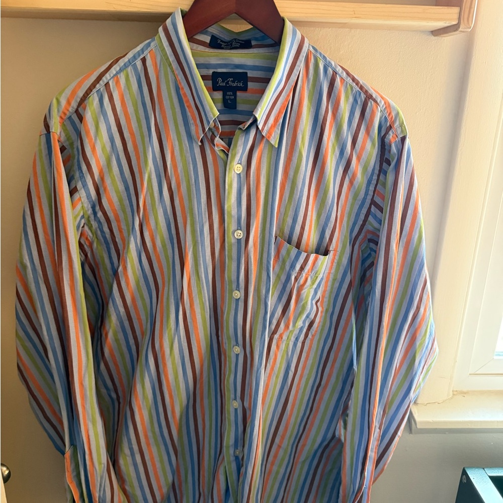 Paul Fredrick Multicolor Striped Button Down Shirt 100%Cotton.